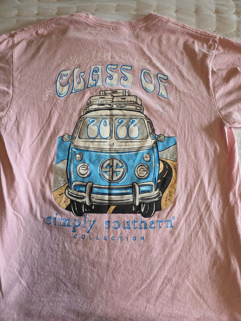 Simply Southern Pink Tee with Blue Vintage Van "Class of 2022"